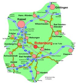 Anreisekarte Rotenburg an der Fulda